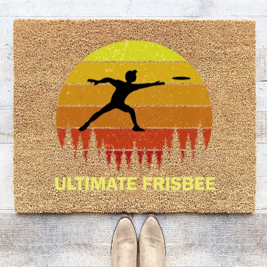 Ultimate Frisbee Disc Golf Flying Players Coir Doormats