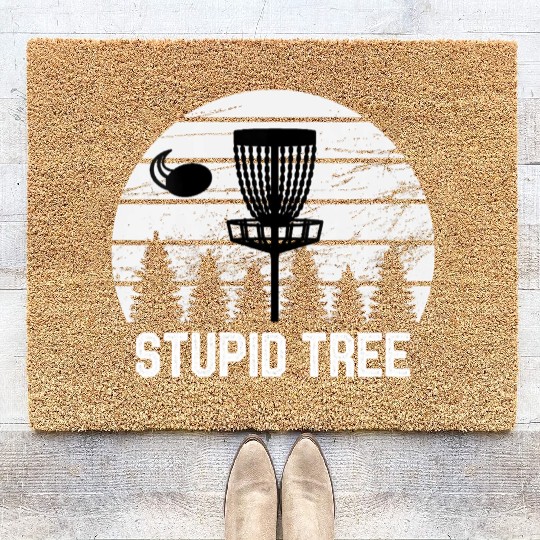 Womens Disc Golf Stupid Tree Vintage Coir Doormats Frisbee