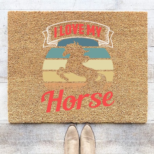 I Love My Horse Rider Riding Lover Equestrian Coir Doormats