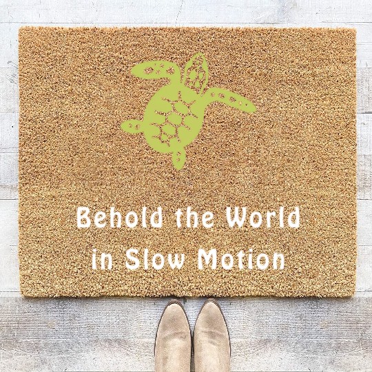 Green Sea Turtle Behold the World in Slow Motion Coir Doormats