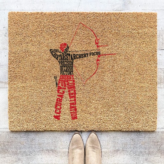 Archery Bow Archer Word Cloud Coir Doormats