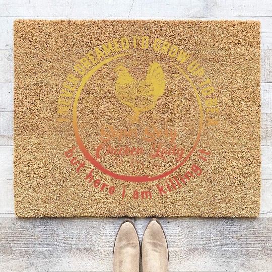 Super Sexy Chicken Lady Coir Doormats, Chicken Farmer
