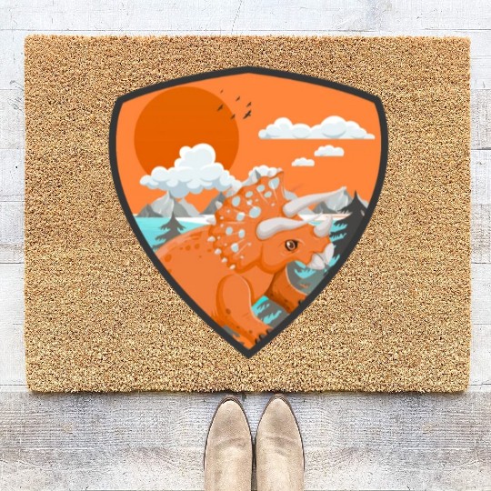 triceratops predators in mountains Coir Doormats