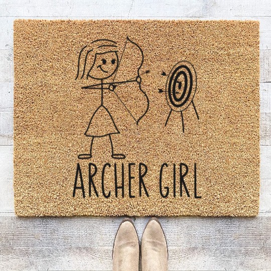 Archery Bow Archer Girl Vintage Coir Doormats