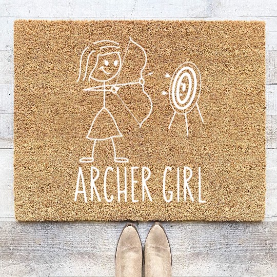 Archery Bow Archer Girl Vintage Coir Doormats