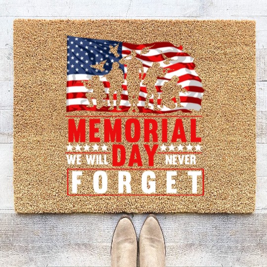 Memorial Day American Flag Soldiers Patriotic US Coir Doormats
