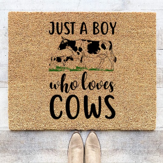 Just A Boy Who Loves Cows Coir Doormats