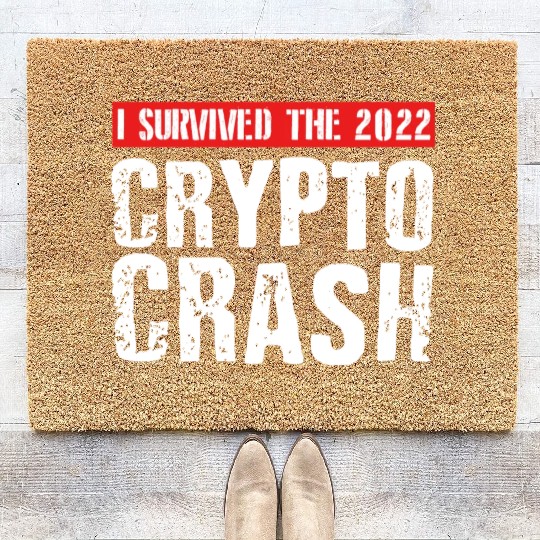 I SURVIVED THE 2022 CRYPTO CRASH RETRO Coir Doormats