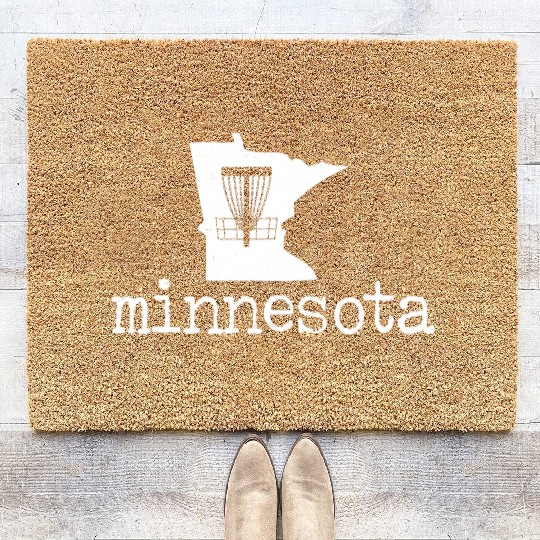 State of Minnesota Disc Golf Coir Doormats Golfer Golfing