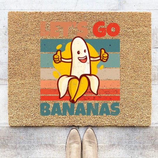 Retro Vintage Let's Bananas Funny Thumbs Banana Coir Doormats