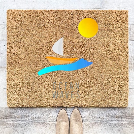 Ocean Waves Sailing Yachting Abstract Coir Doormats