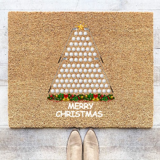 Golf Christmas Tree Merry Christmas Coir Doormats