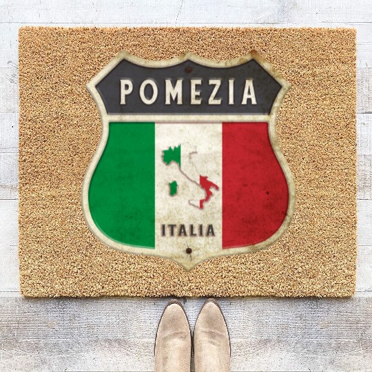 Pomezia Italy coat of arms flags design Coir Doormats