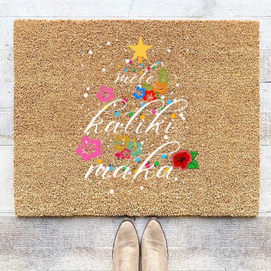 Mele Kalikimaka Hawaiian Hawaii Christmas Natives Coir Doormats