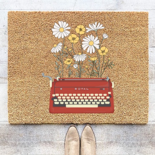 Wild Flower Type Writer Coir Doormats