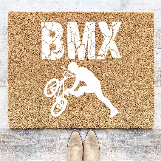 bmx race bike cyclist rider trick Coir Doormats