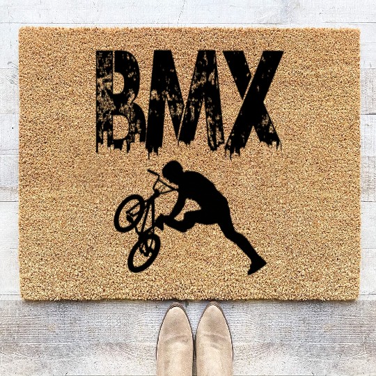 bmx race bike cyclist rider trick Coir Doormats