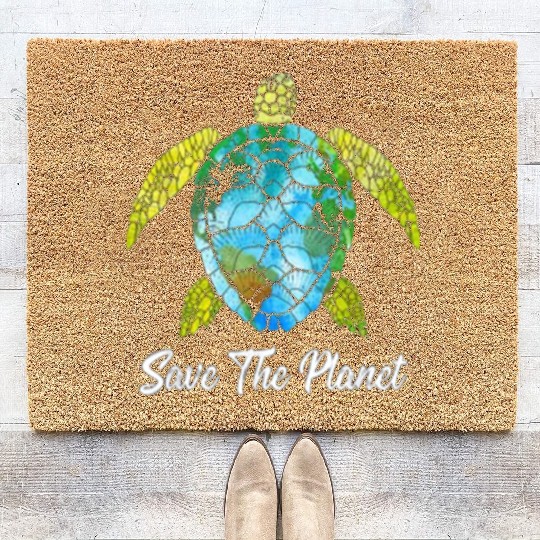 Save The Planet Earth Day Save Turtles Sea Life Coir Doormats