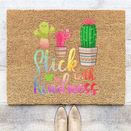 Stick With Kindness Cactus Lovers Teacher Coir Doormats