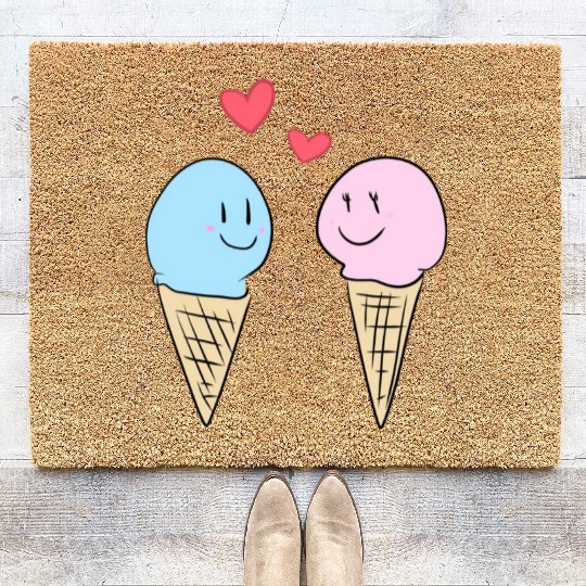 love eat ice cream valentines day sweet Coir Doormats