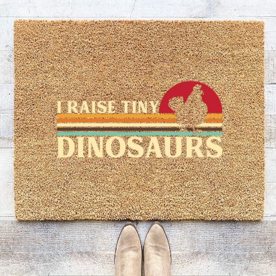 I Raise Tiny Dino Chickens Rooster Farmer Dinosaur Coir Doormats