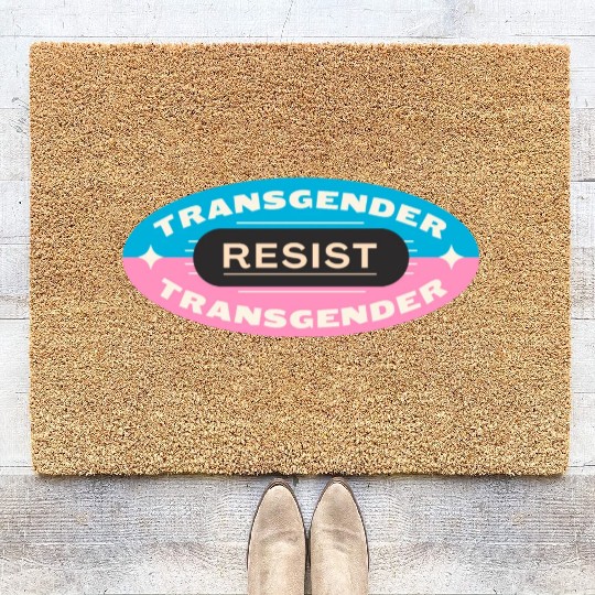 trans pride resist Coir Doormats