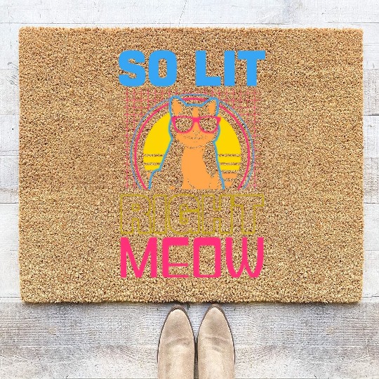 EDM Rave Techno 80s Lit Right Meow Coir Doormats
