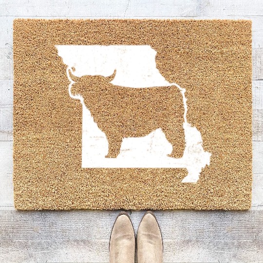 Highland Cow Patriotic Missouri 4th July Coir Doormats