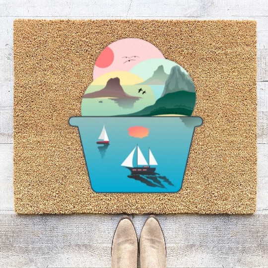 Summer Ice Cream Ocean Wanderlust Sailing Sunset Coir Doormats