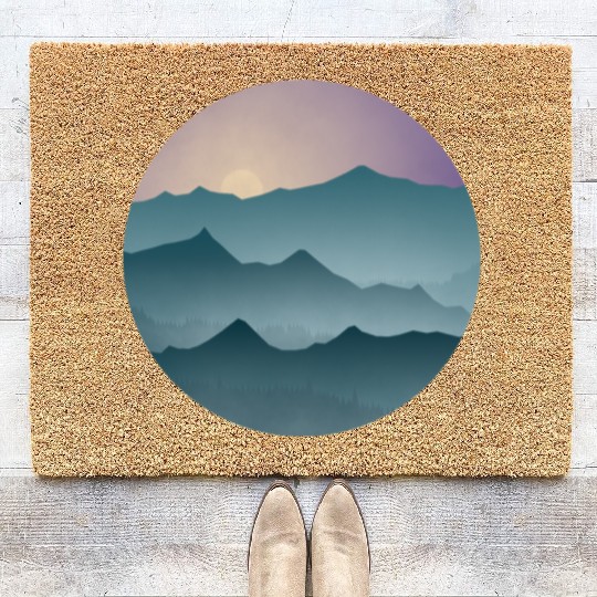 Mountains with forest Coir Doormats