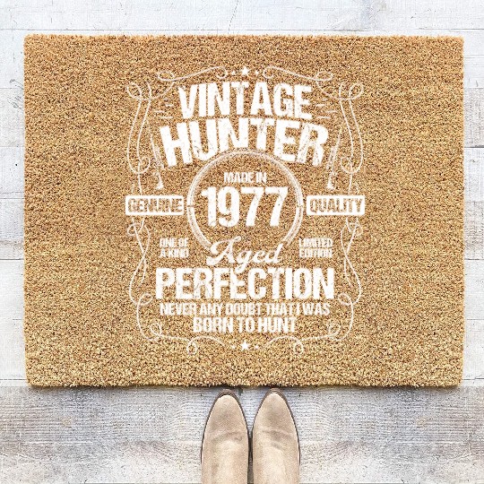 1977 Hunting for Boar Hunter Dog 1977 Year Born Coir Doormats
