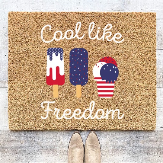 Ice Cream Freedom Popsicles US Flag Coir Doormats
