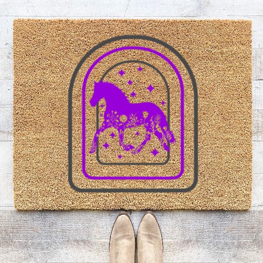 Floral Horse Coir Doormats, Horse Flower Lover Gift