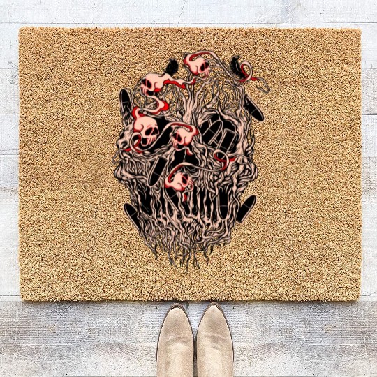 Bullets and Skull Roses Aesthetic Dripping Pattern Coir Doormats