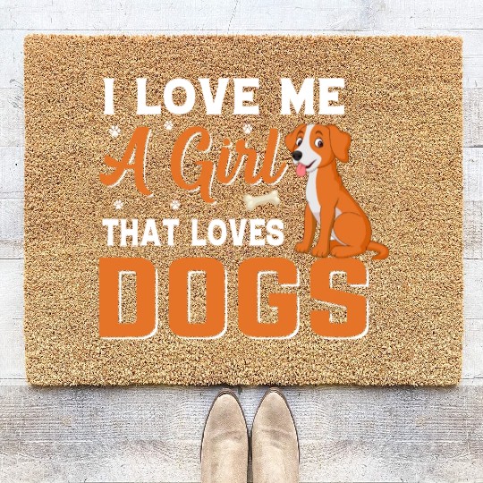 I love me a girl that loves Dogs Coir Doormats
