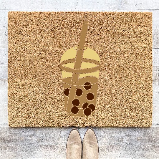 design comic bubble tea Coir Doormats
