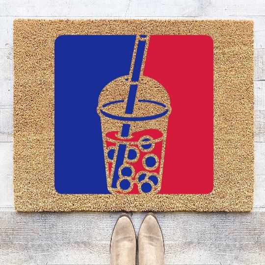 Blue red bubble tea Coir Doormats