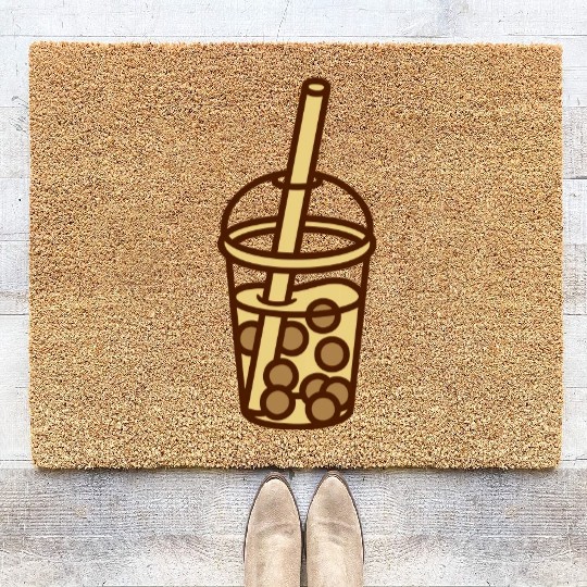 Bubble tea comic design Coir Doormats