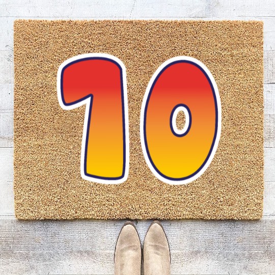 Number 10 Red - Orange Design Coir Doormats