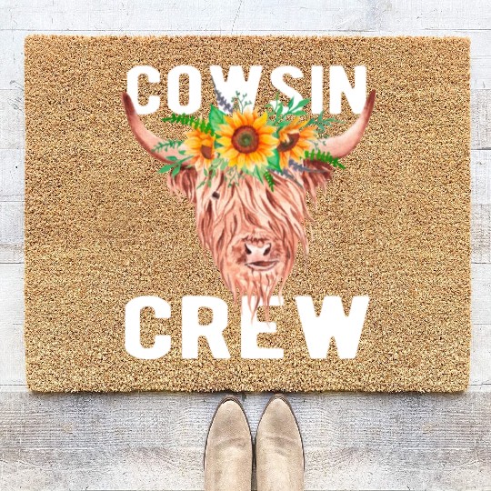 Cousin Puns Cowsin Cousin Crew Cow Farm Farmer Coir Doormats