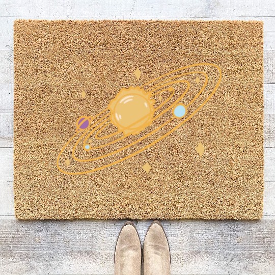 solar system with sparkles doodle Coir Doormats