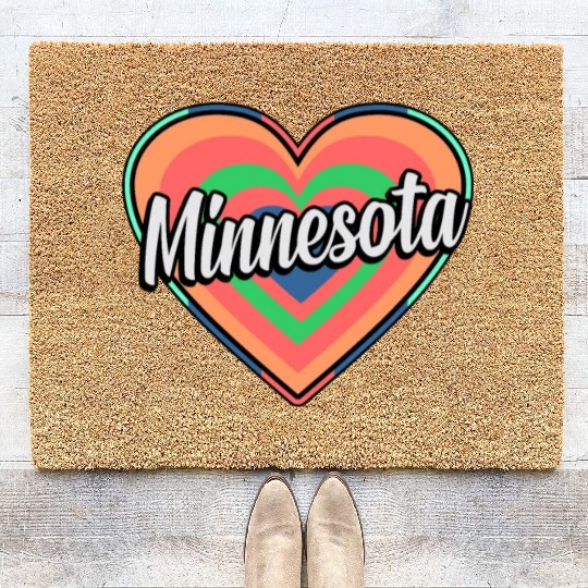 Minnesota Colorful Heart Gift Coir Doormats