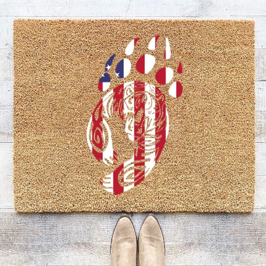 Bear Paw America USA Flag Merica US Stars Stripes Coir Doormats