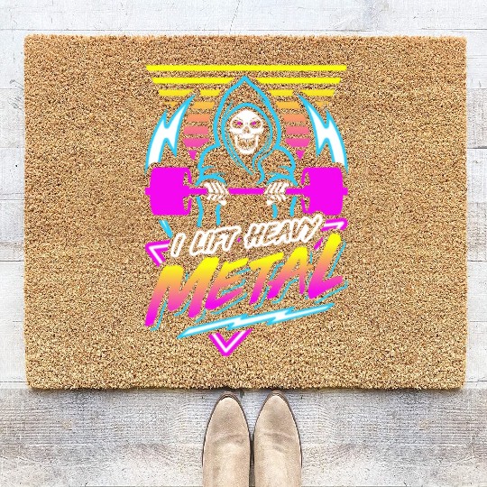 I Lift Heavy Metal (Gym Reaper) Retro Neon Coir Doormats