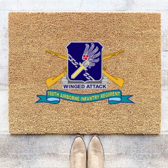 Army 188th Airborne Infantry Regiment w Br DUI Rib Coir Doormats