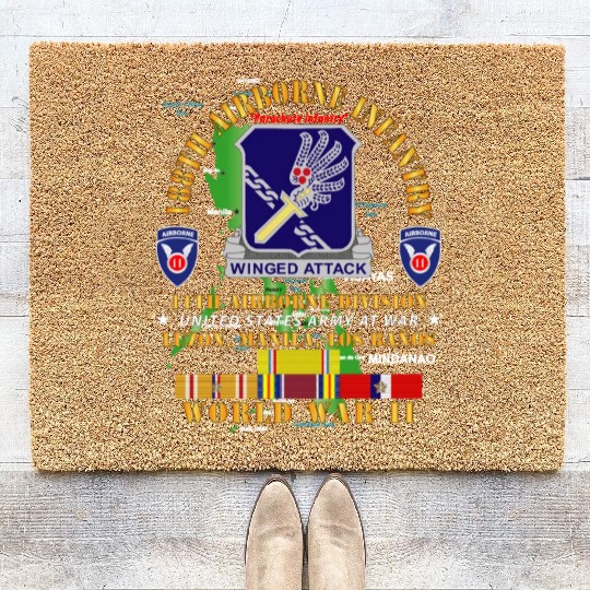 Army 188th Airborne Infantry The Philippines WWII Coir Doormats