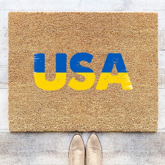 I Stand with Ukraine Ukraine Flag Coir Doormats