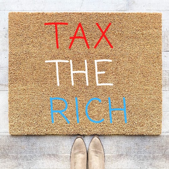 TAX THE RICH (Red, White and Blue letters) Coir Doormats