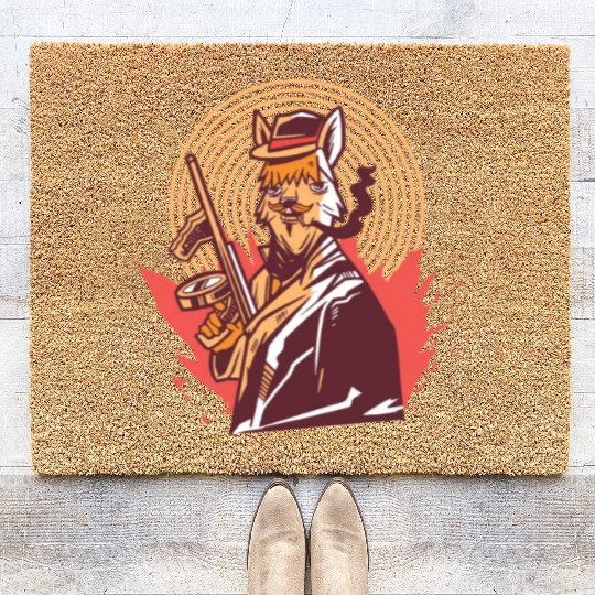 Llama with gun Llama with gun gift inspiration sto Coir Doormats