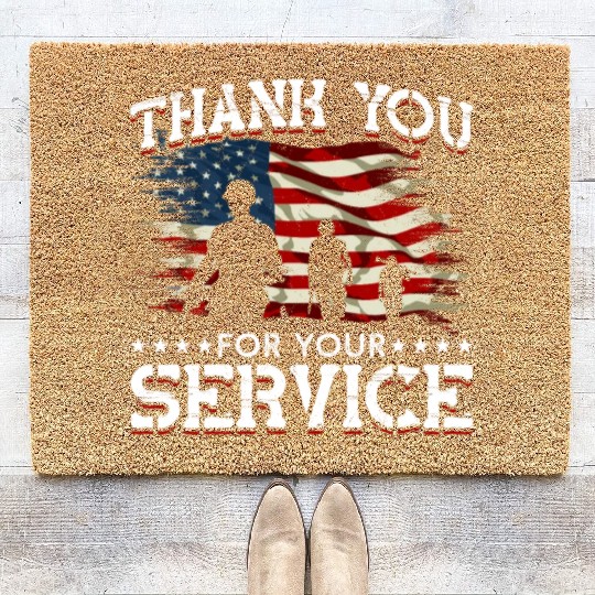 Memorial Day American Flag Patriotic Soldier US Coir Doormats